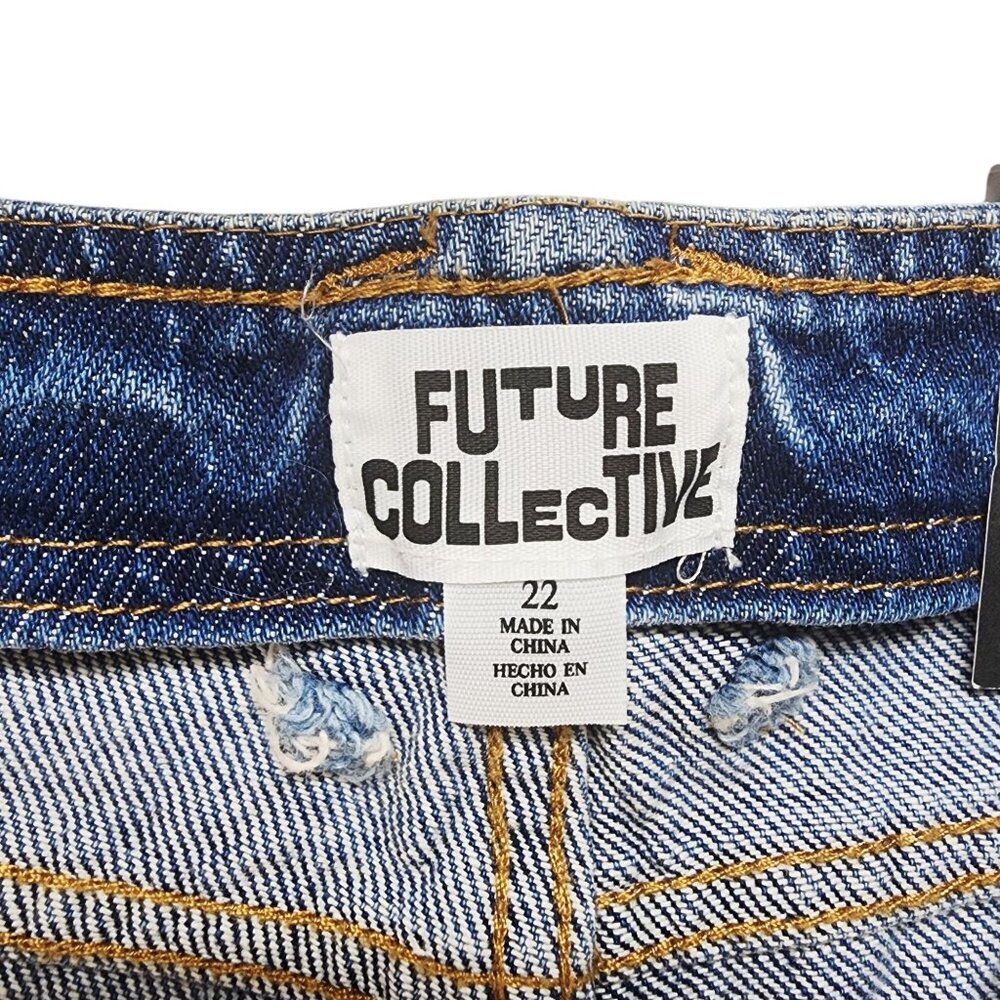 Wide Leg Mid Rise Blue Denim Jeans Size 22 Future Collective Womens Casual - Picture 3 of 10